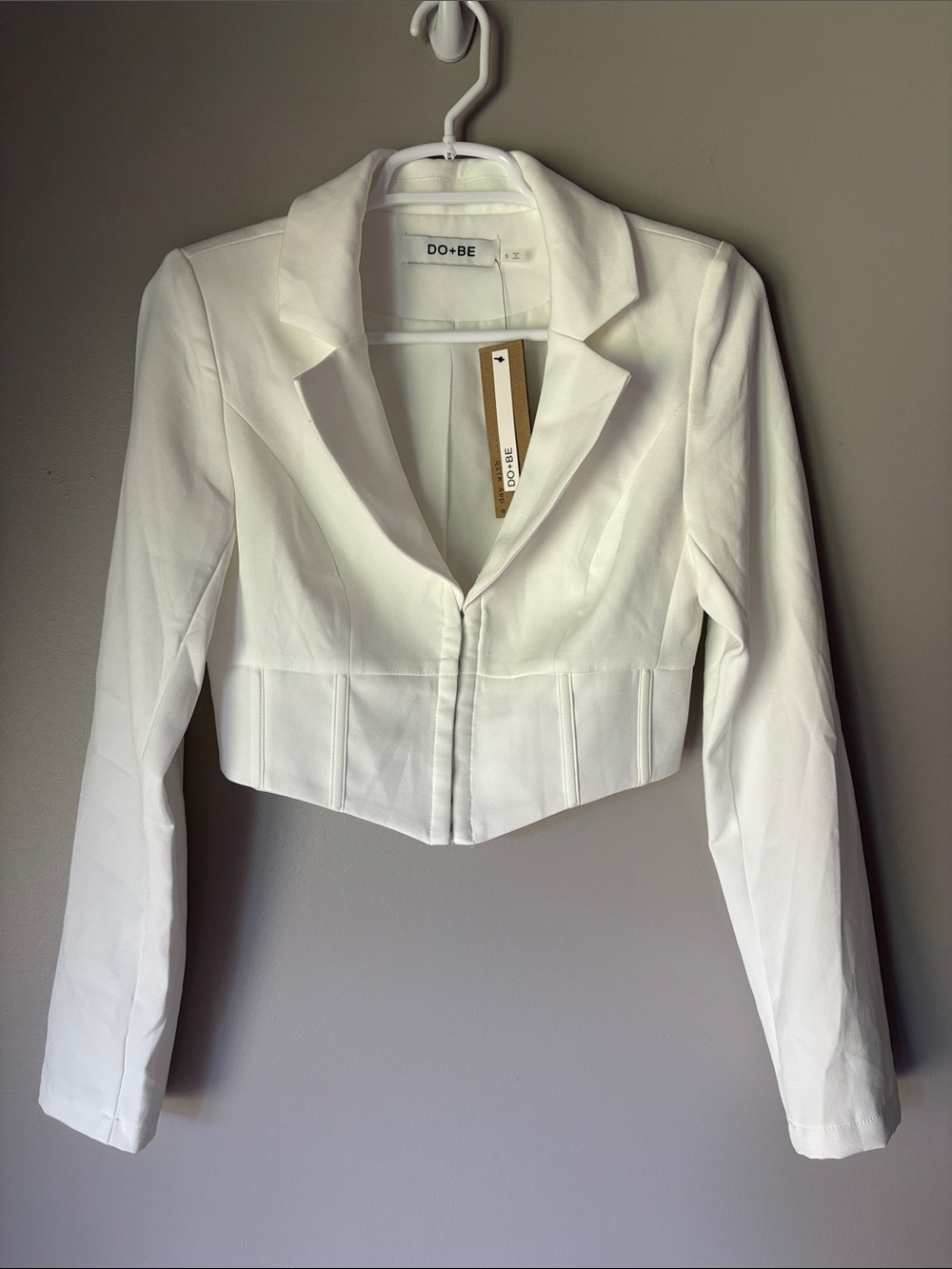 NWT DO+BE Women’s White Cropped Structured Corset Blazer